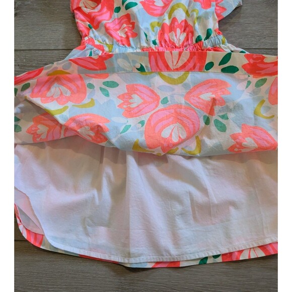 J Crew Crewcuts Flutter Sleeve Pink Blue Floral Dress Kids Girls Size 7 - Picture 6 of 8